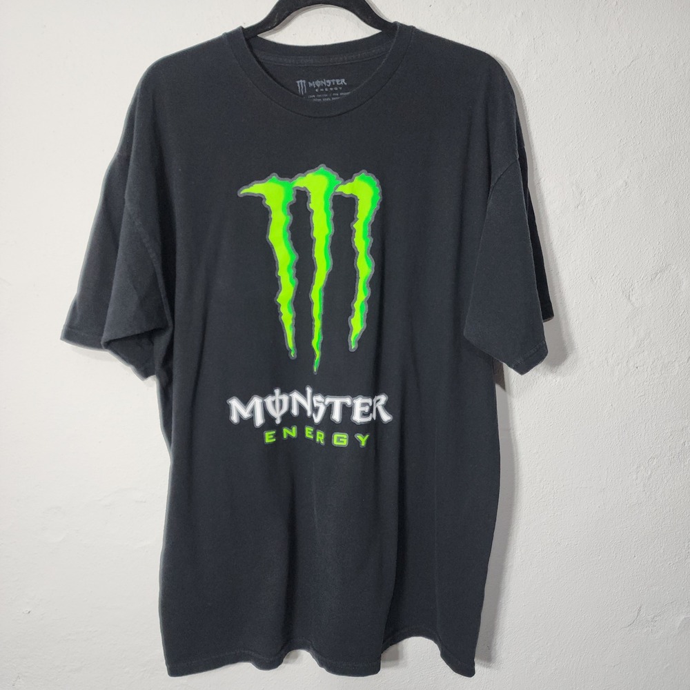 Monster Energy T-Shirt XL Cotton Black Graphic Logo Crew Neck Short Sleeve Tee
